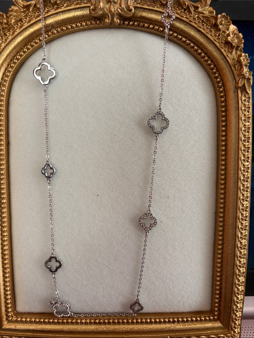 Park Lane Silver-Tone Open Clover Link Necklace